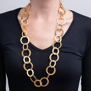 Kenneth Jay Lane Satin Gold Circle Link Necklace