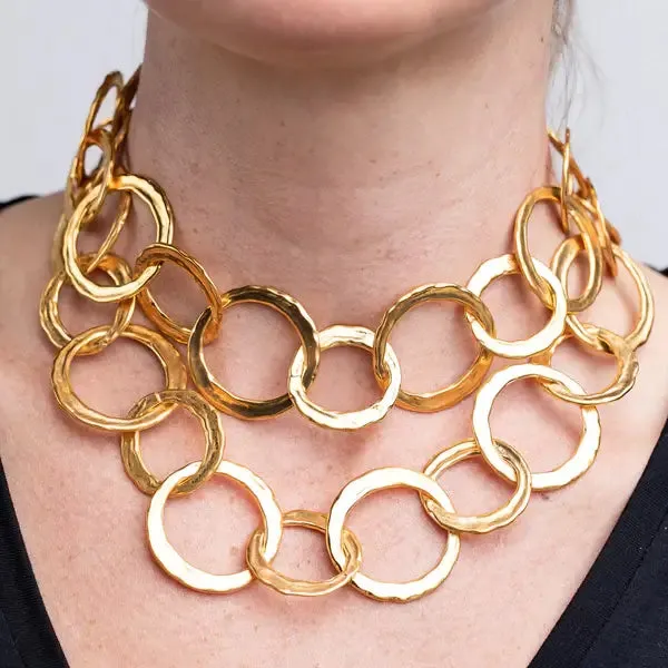 Kenneth Jay Lane Satin Gold Circle Link Necklace