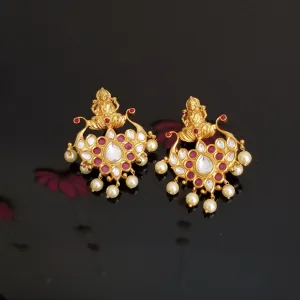 Kundan Temple Earring With Matte Gold Plating JT27