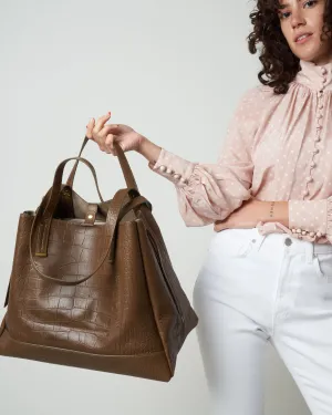 large georges bag - croco/kaki