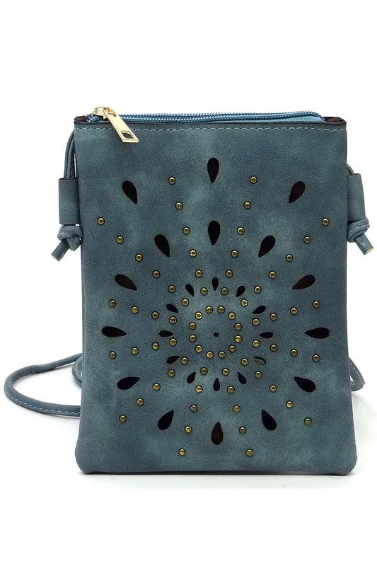 Laser Cut Crossbody In Denim