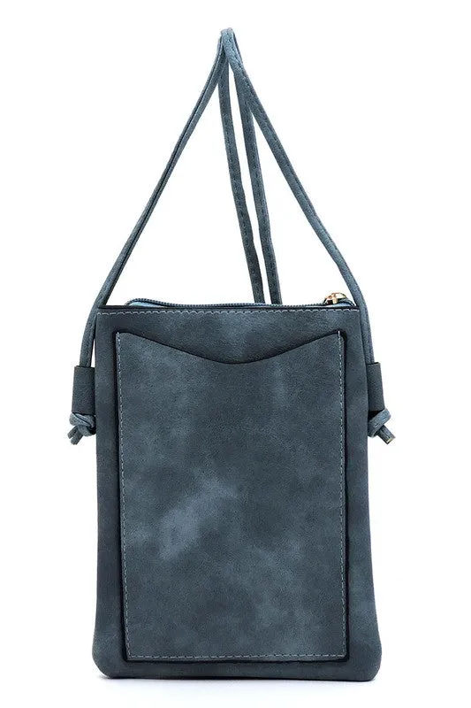 Laser Cut Crossbody In Denim