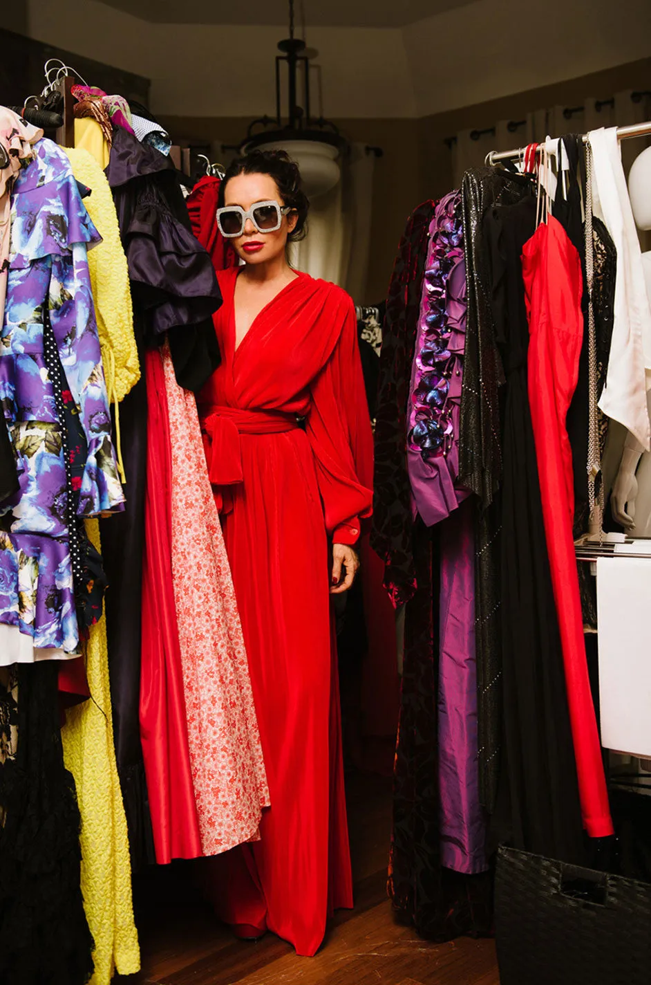 Late 1970s Loris Azzaro Couture Red Pant & Wrap Top