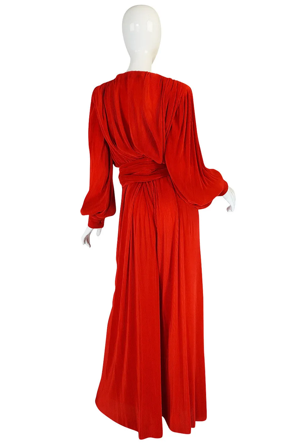 Late 1970s Loris Azzaro Couture Red Pant & Wrap Top