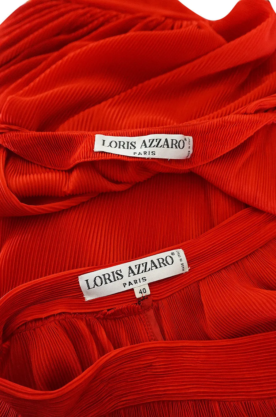 Late 1970s Loris Azzaro Couture Red Pant & Wrap Top