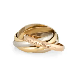 les must de Cartier 5 Band Trinity Ring Sz 51 US 5 3/4 18k Tri Gold Vintage Fine