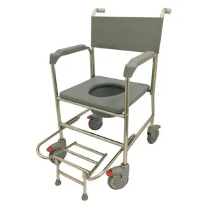 Lifeline Stainless Steel Commode With Plastic Fork & Pvc Seat Cushion 2087