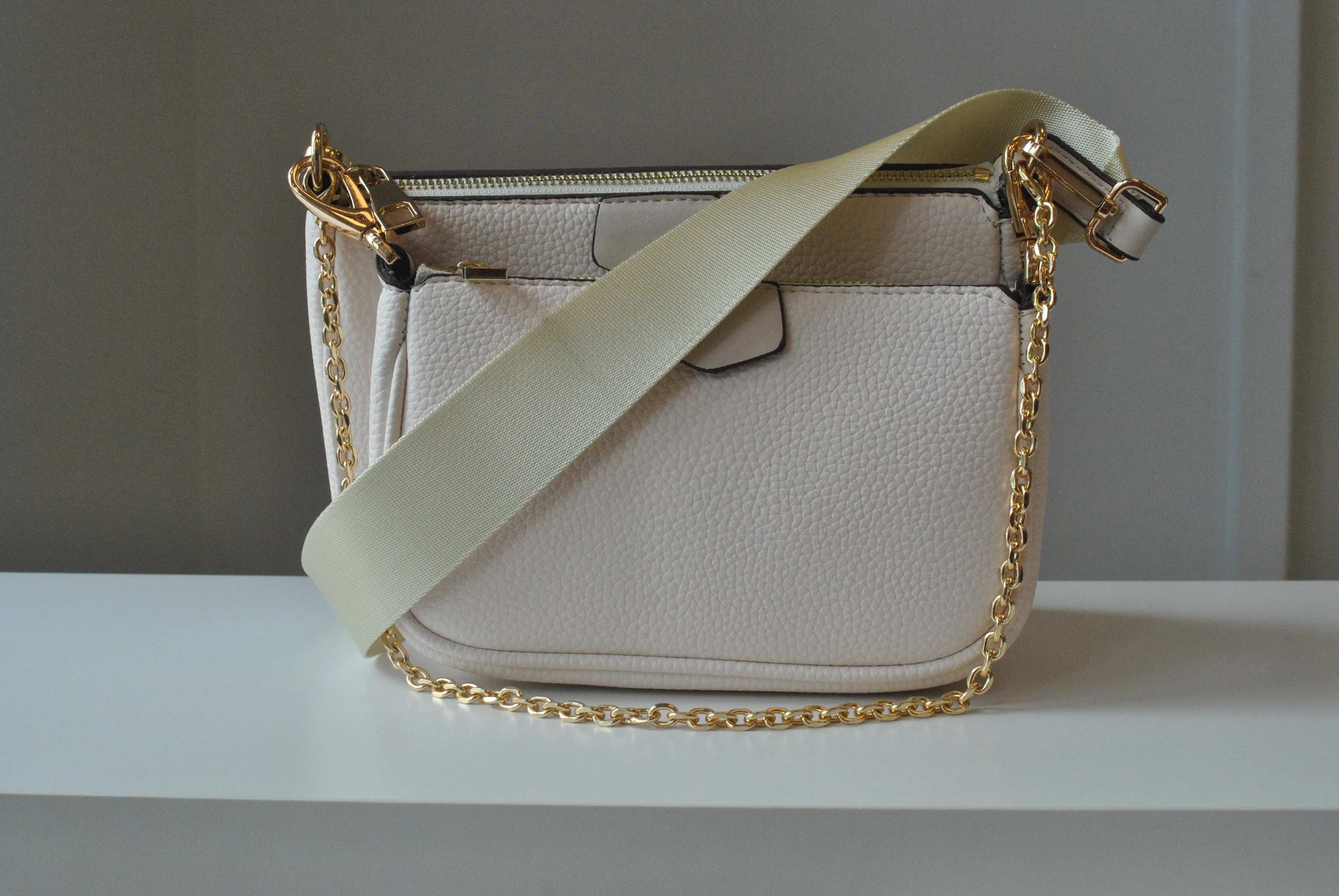 LIGHT BEIGE / PINK 3 IN 1 CROSSBODY BAG
