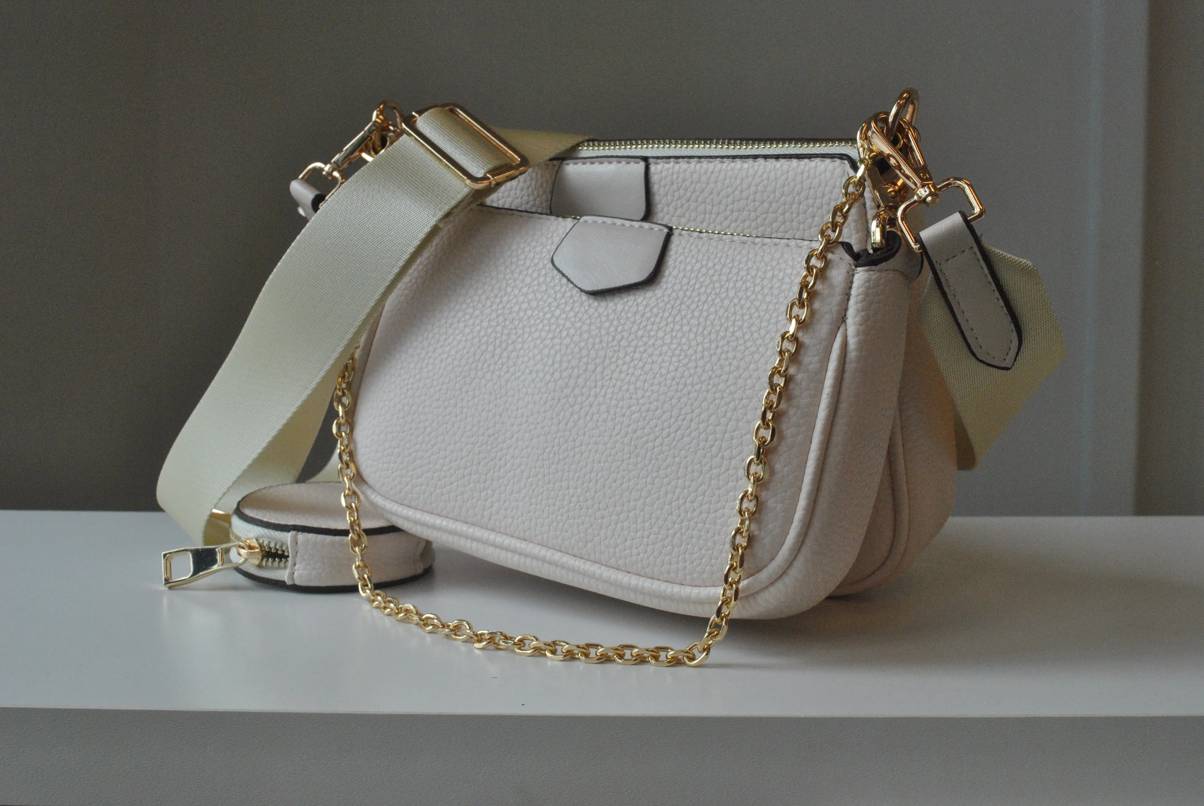 LIGHT BEIGE / PINK 3 IN 1 CROSSBODY BAG