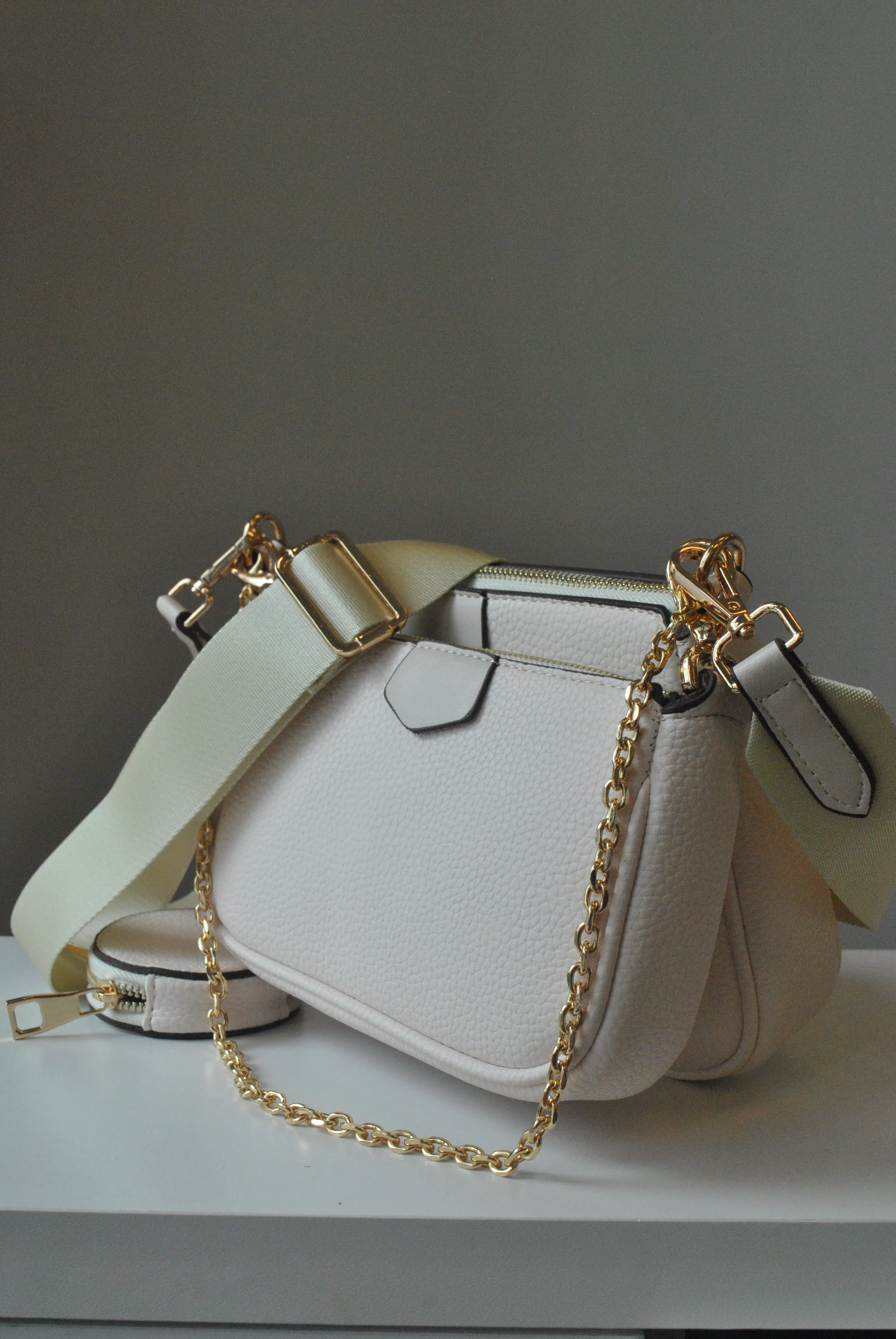 LIGHT BEIGE / PINK 3 IN 1 CROSSBODY BAG