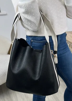 Lindsay Black Grained Tote Bag