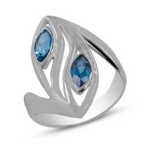 London Blue Topaz Gemstone Silver Designer Rings