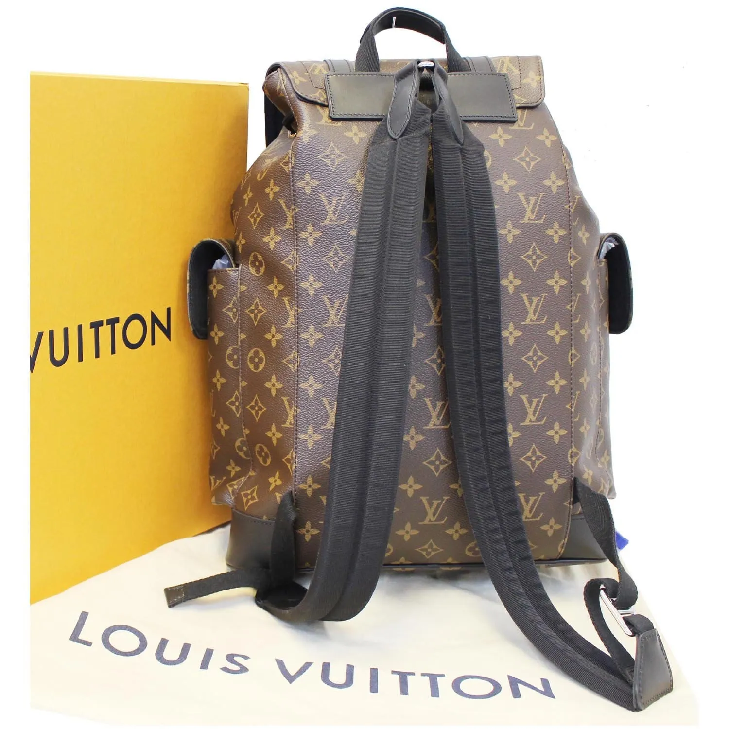LOUIS VUITTON Christopher PM Monogram Macassar Canvas Backpack Bag Brown