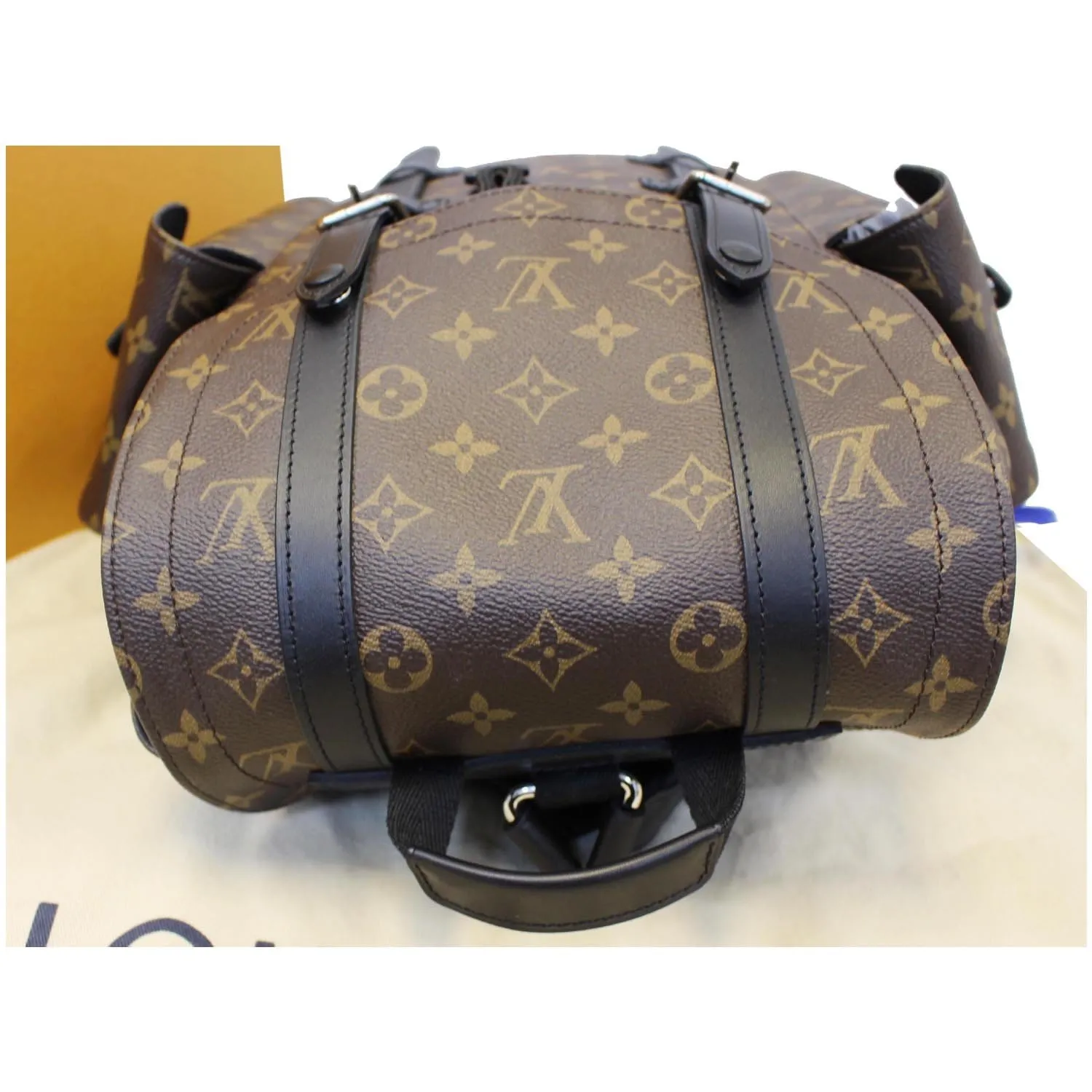 LOUIS VUITTON Christopher PM Monogram Macassar Canvas Backpack Bag Brown