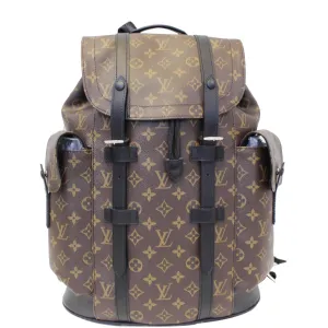 LOUIS VUITTON Christopher PM Monogram Macassar Canvas Backpack Bag Brown