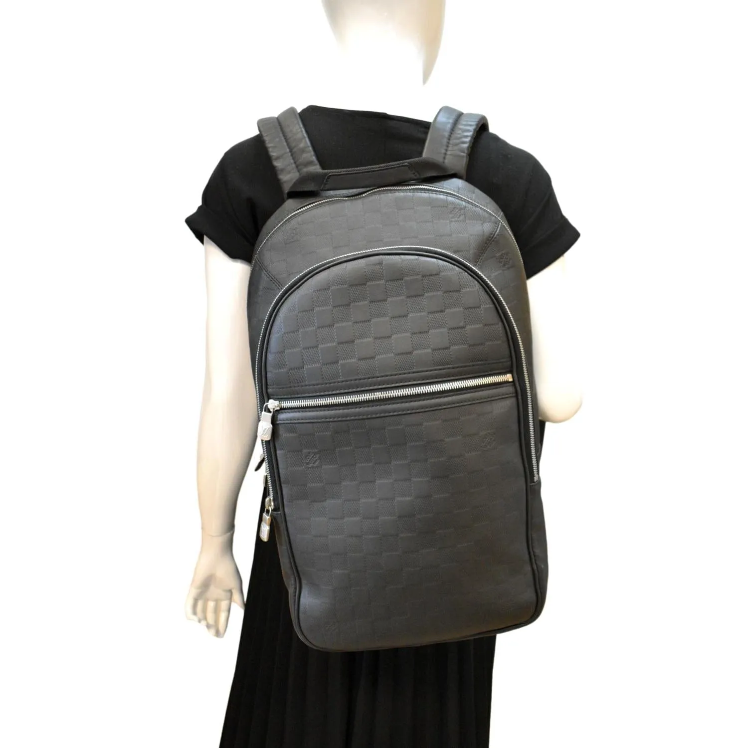 LOUIS VUITTON Michael Damier Infini Leather Backpack Bag Black