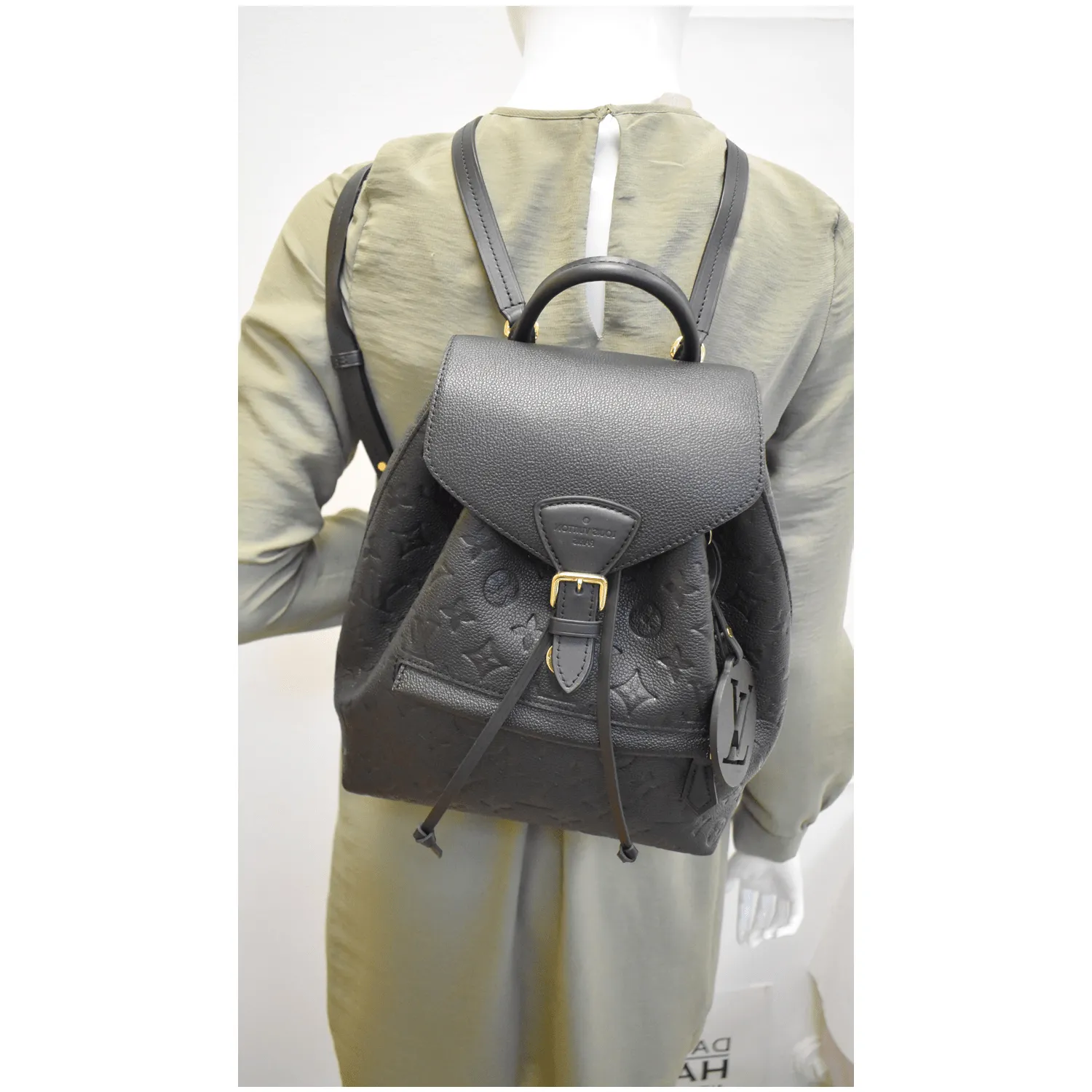 LOUIS VUITTON Montsouris Monogram Empreinte Leather Backpack Black