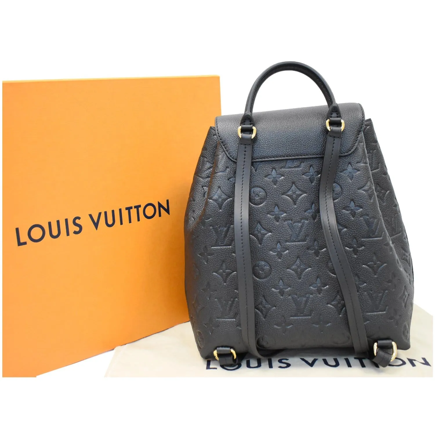 LOUIS VUITTON Montsouris Monogram Empreinte Leather Backpack Black
