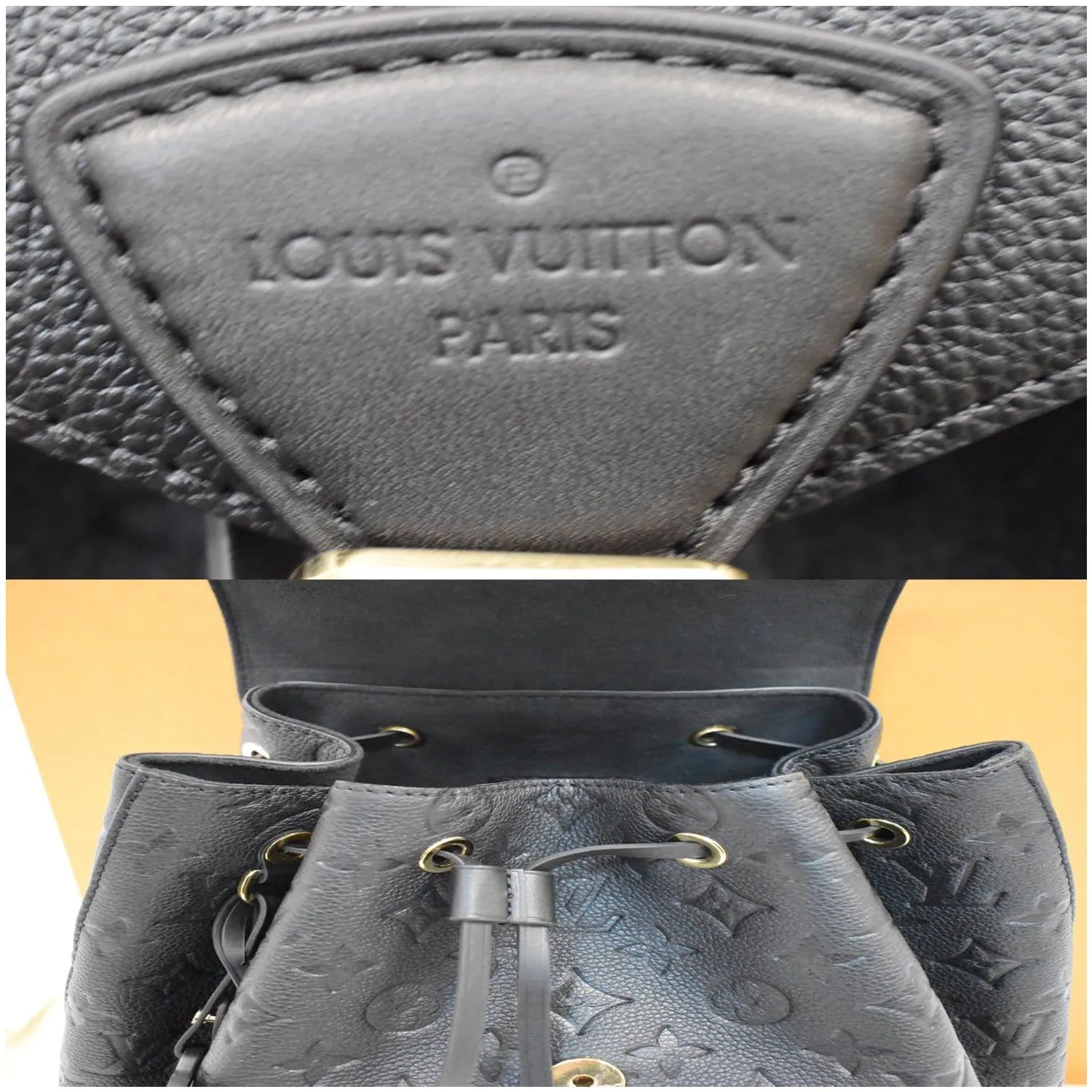 LOUIS VUITTON Montsouris Monogram Empreinte Leather Backpack Black