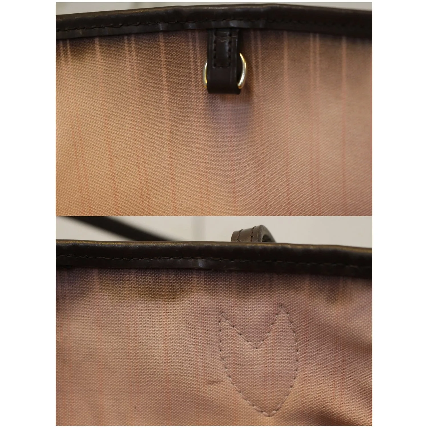 LOUIS VUITTON Neverfull MM Damier Ebene Tote Shoulder Bag Brown