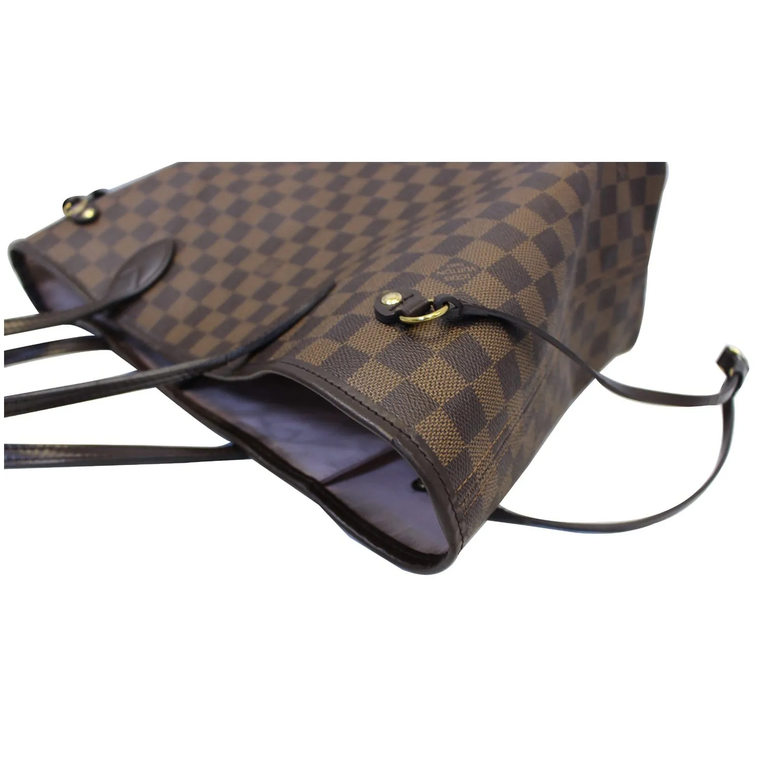 LOUIS VUITTON Neverfull MM Damier Ebene Tote Shoulder Bag Brown