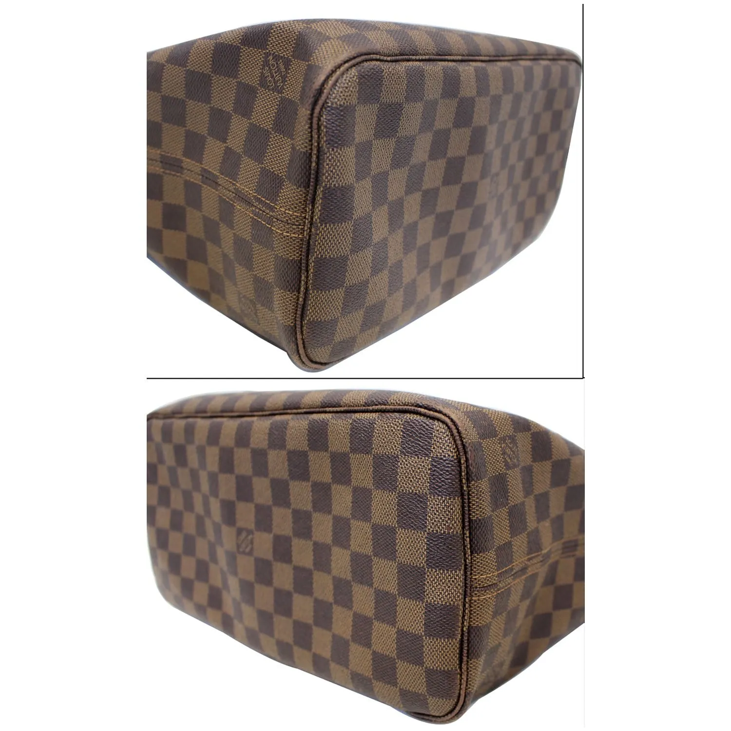 LOUIS VUITTON Neverfull MM Damier Ebene Tote Shoulder Bag Brown