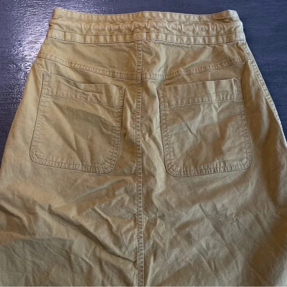Madewell Tie Waist Utility Midi Skirt Bronzed Lichen Yellow Brown Size 00