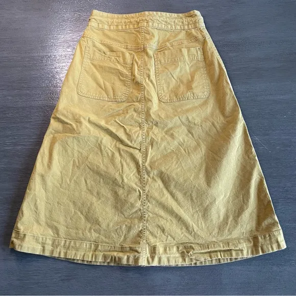 Madewell Tie Waist Utility Midi Skirt Bronzed Lichen Yellow Brown Size 00
