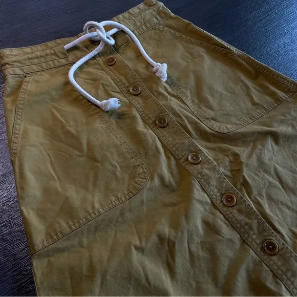 Madewell Tie Waist Utility Midi Skirt Bronzed Lichen Yellow Brown Size 00
