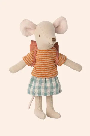 Maileg - Tricycle Mouse - Big Sister With Bag - Old Rose