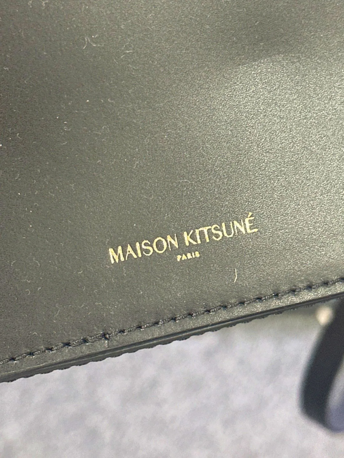 Maison Kitsuné Black Leather Eddie Fox Clasp Crossbody Bag