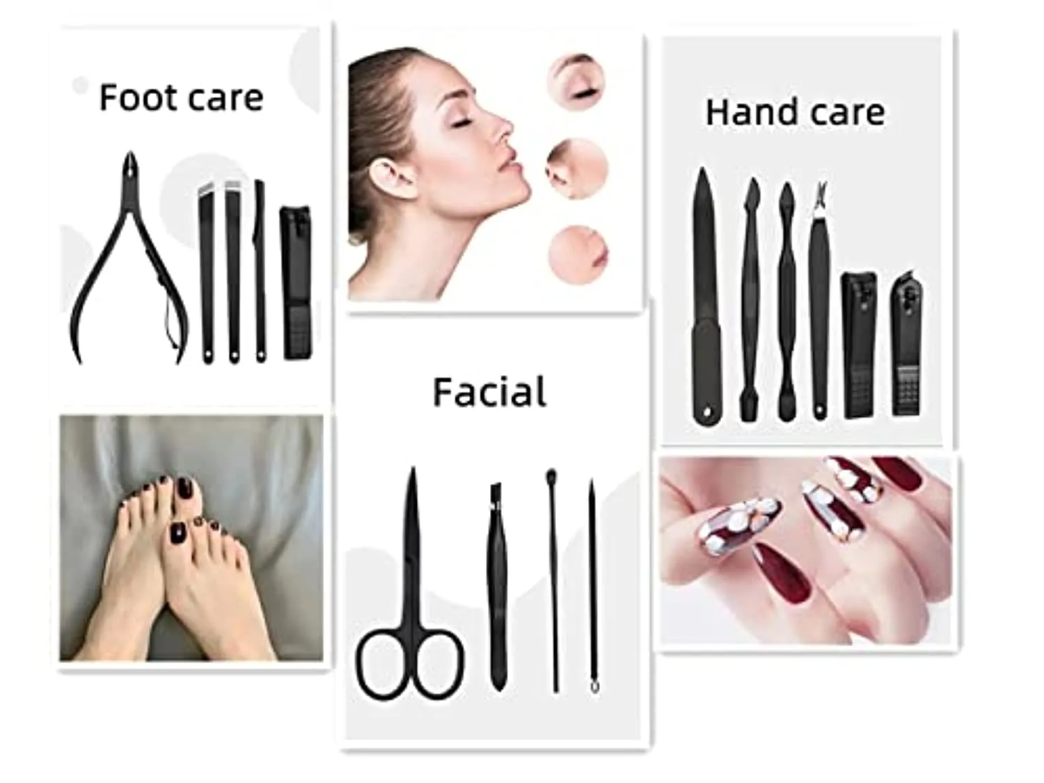 Manicure Set Personal Care ，Pedicure Kit, Nail Clippers, 16 Pieces Stainless Steel ,Professional Grooming Kits with Portable Brown Leather Travel Case