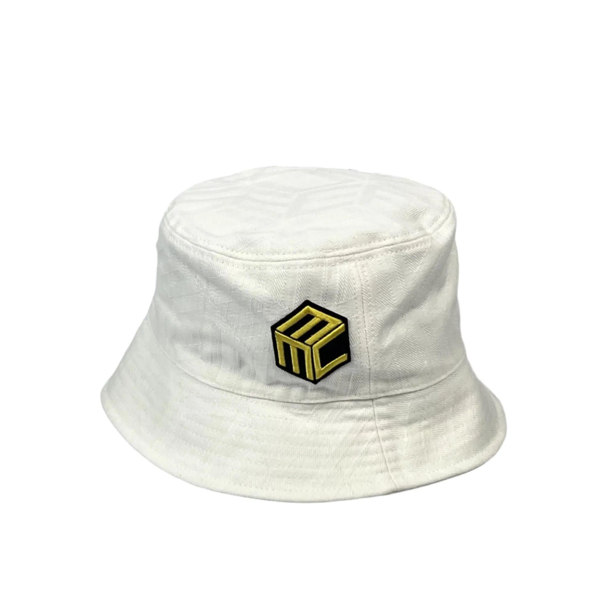 MCM White Cubic Logo Denim Jacquard Bucket Hat