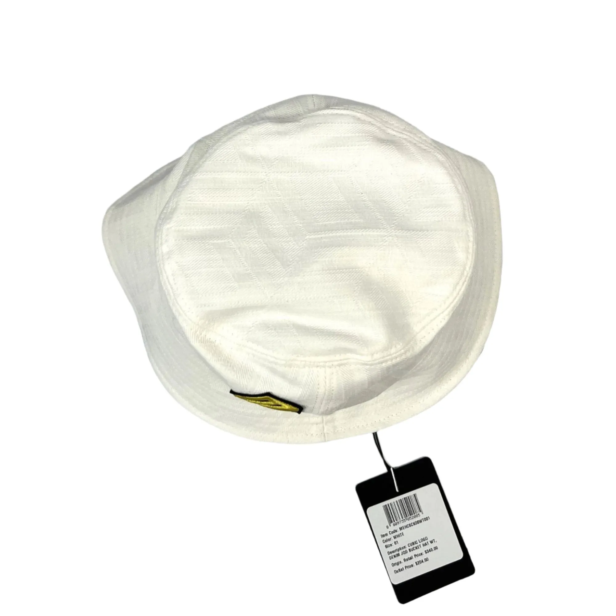 MCM White Cubic Logo Denim Jacquard Bucket Hat