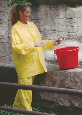 MCR Safety Zodiac Rainsuit, Jacket w/Hood, Pants, 0.1 mm PVC, Yellow, Large, O503L