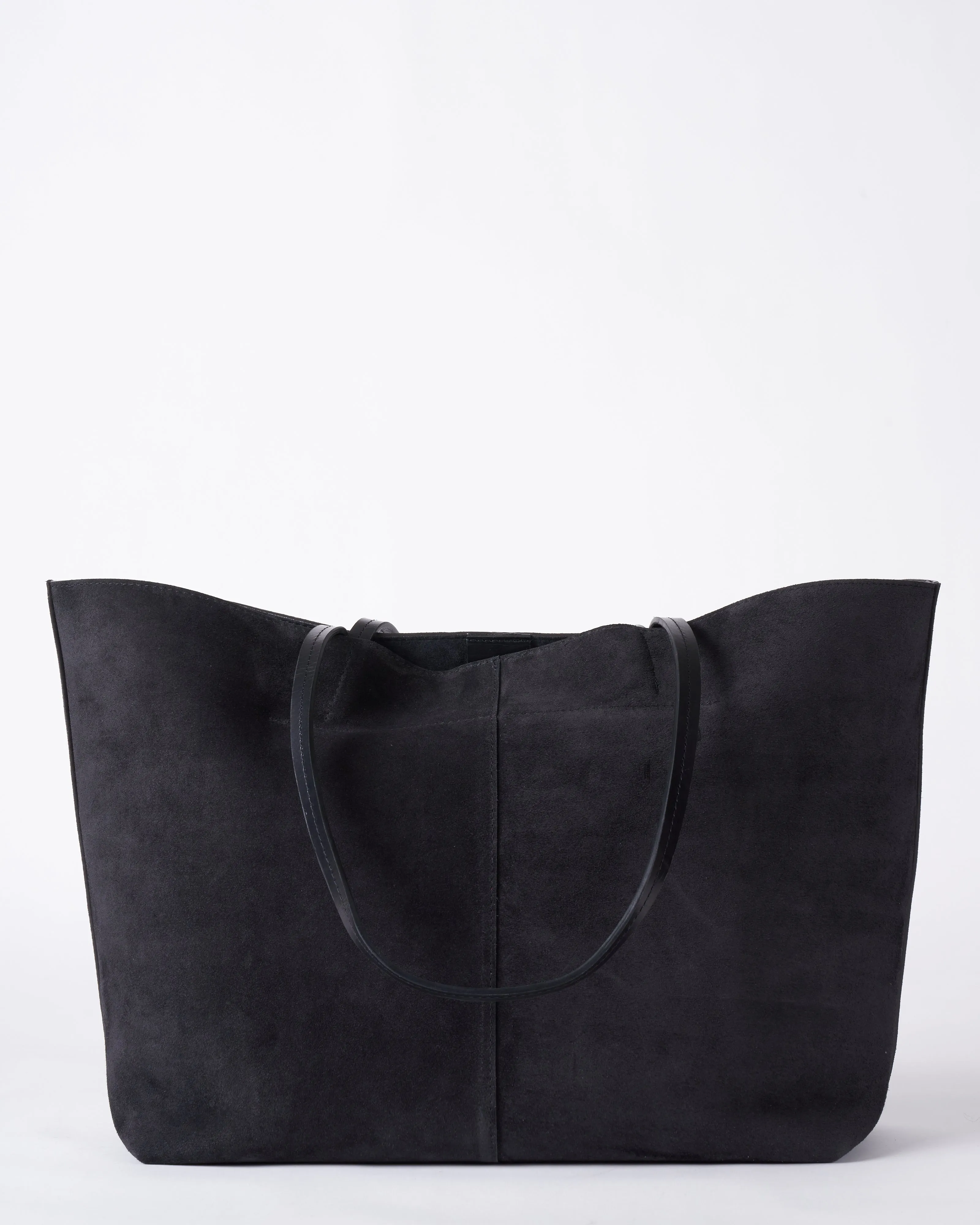 medium essential tote - black suede
