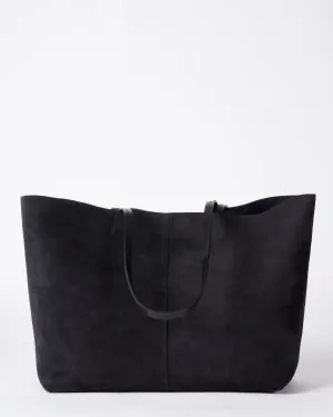 medium essential tote - black suede