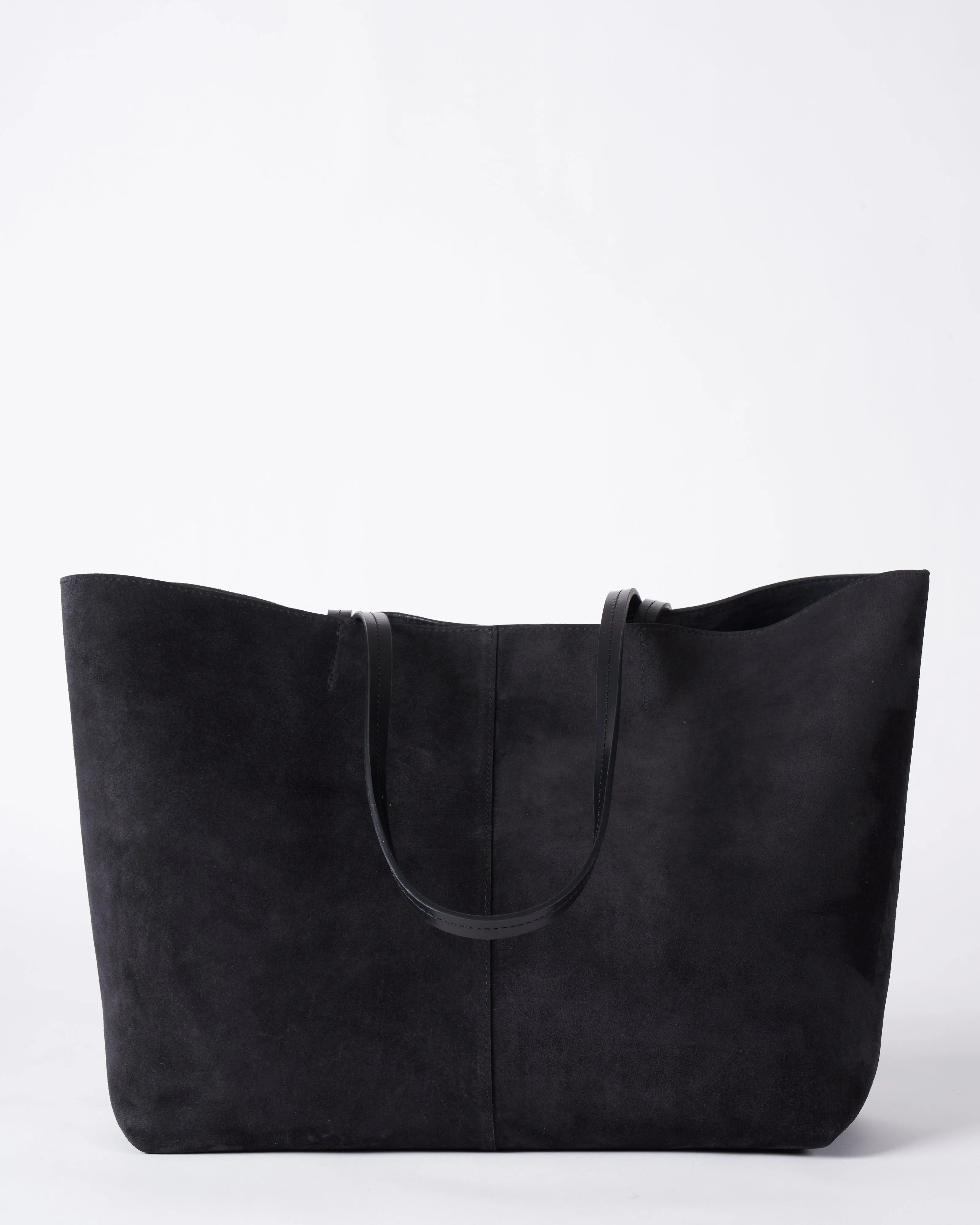 medium essential tote - black suede