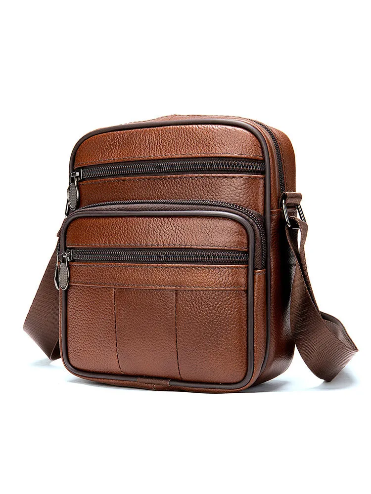 Men's First-grain Cowhide Shoulder Crossbody Bag