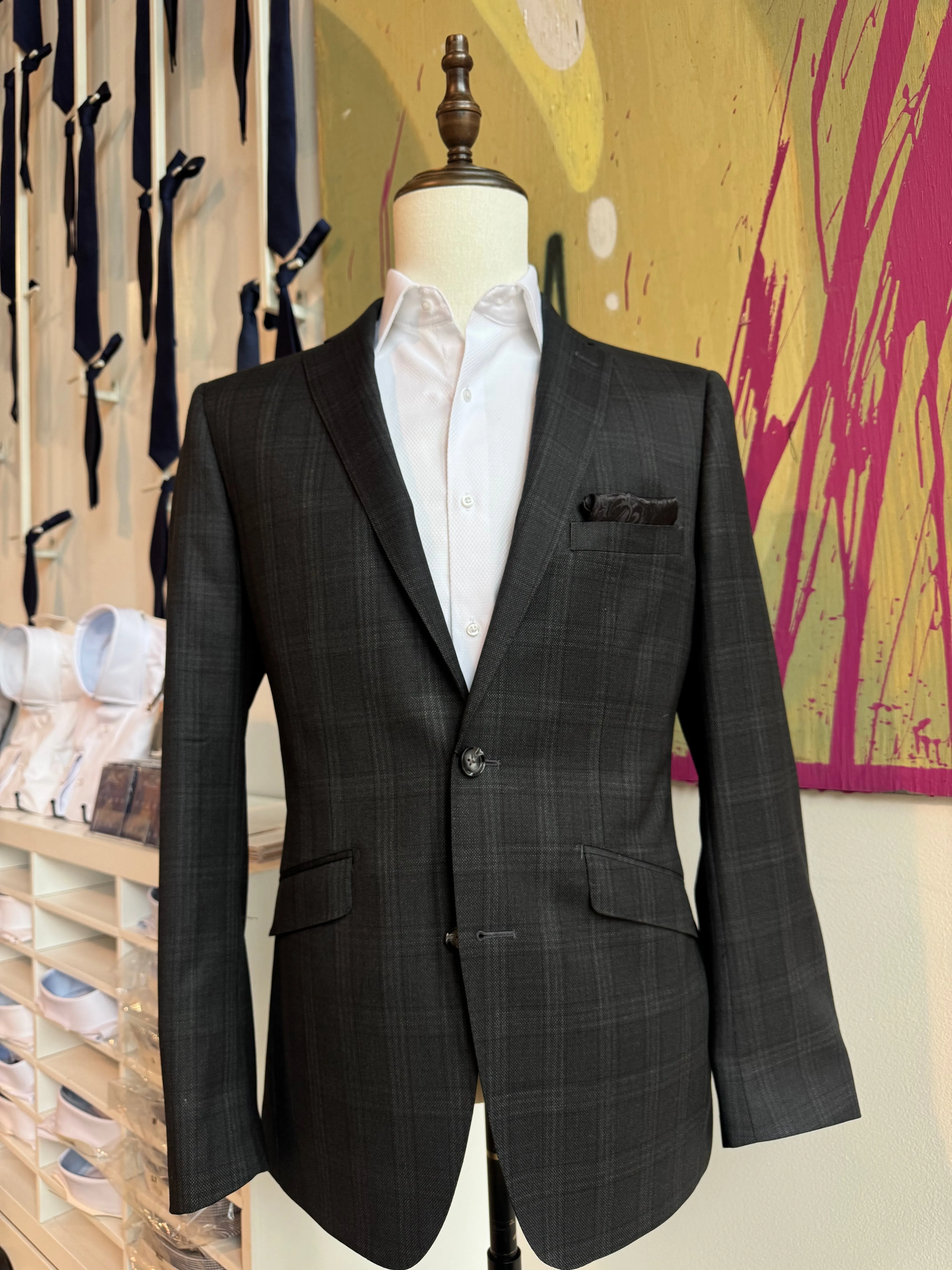 Midnight Gray Shadow Plaid Suit