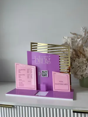 Modern Angles, Logo, QR’s   Pricelist, Card Holder and Square Holder