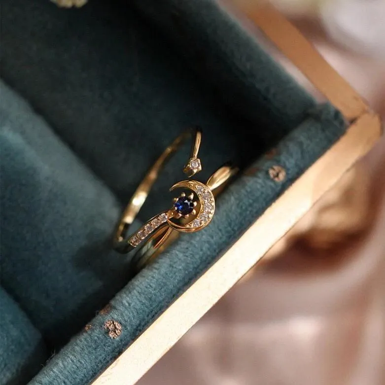 Moon Ring Set (Solid Silver)