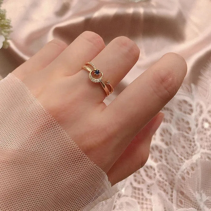 Moon Ring Set (Solid Silver)