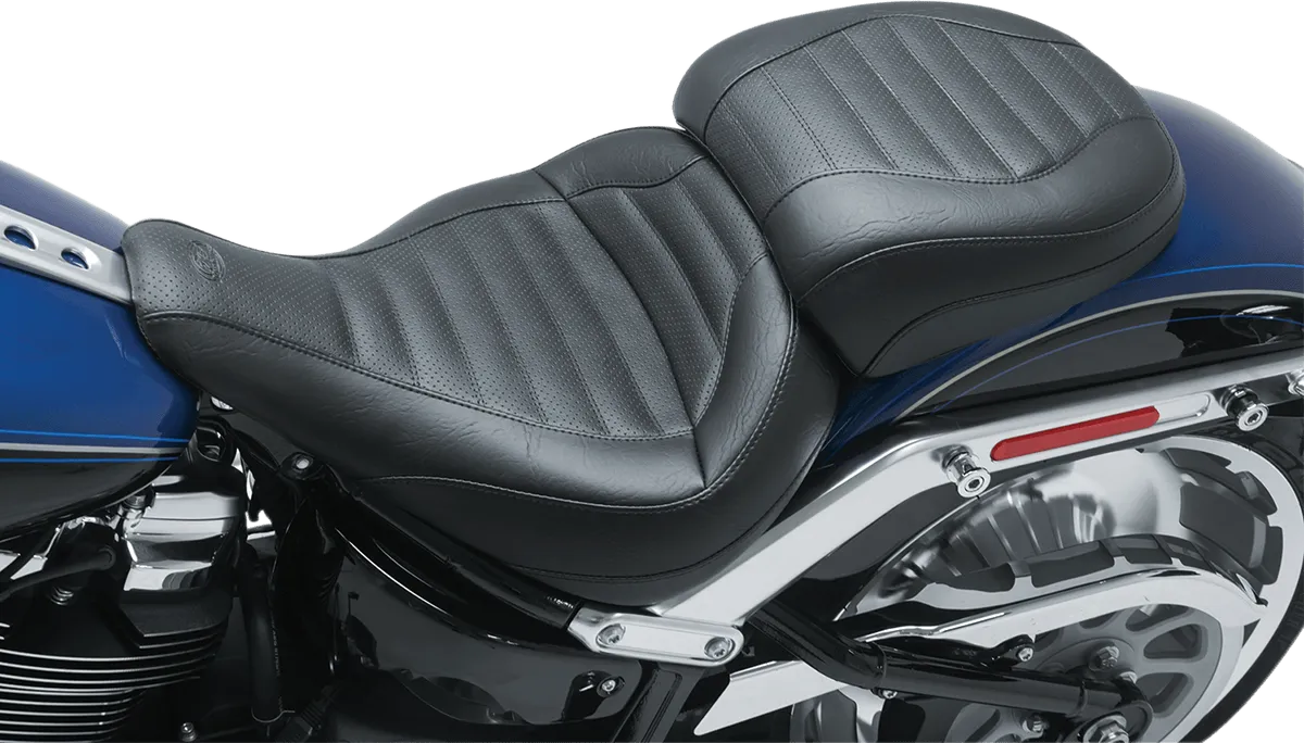 Mustang 79494 Standard Touring Seat with Backrest - Cube Stitch - Black