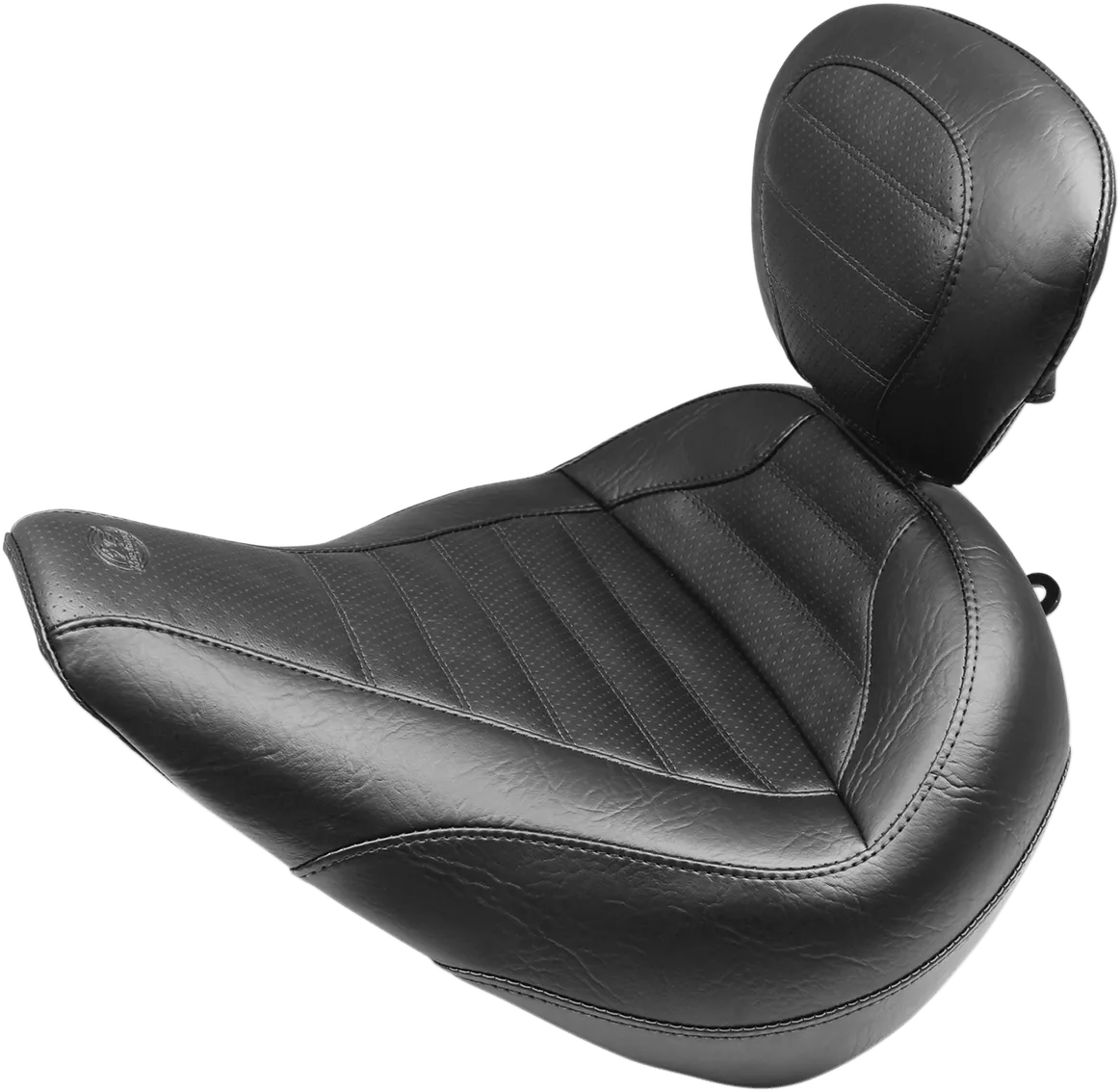 Mustang 79494 Standard Touring Seat with Backrest - Cube Stitch - Black