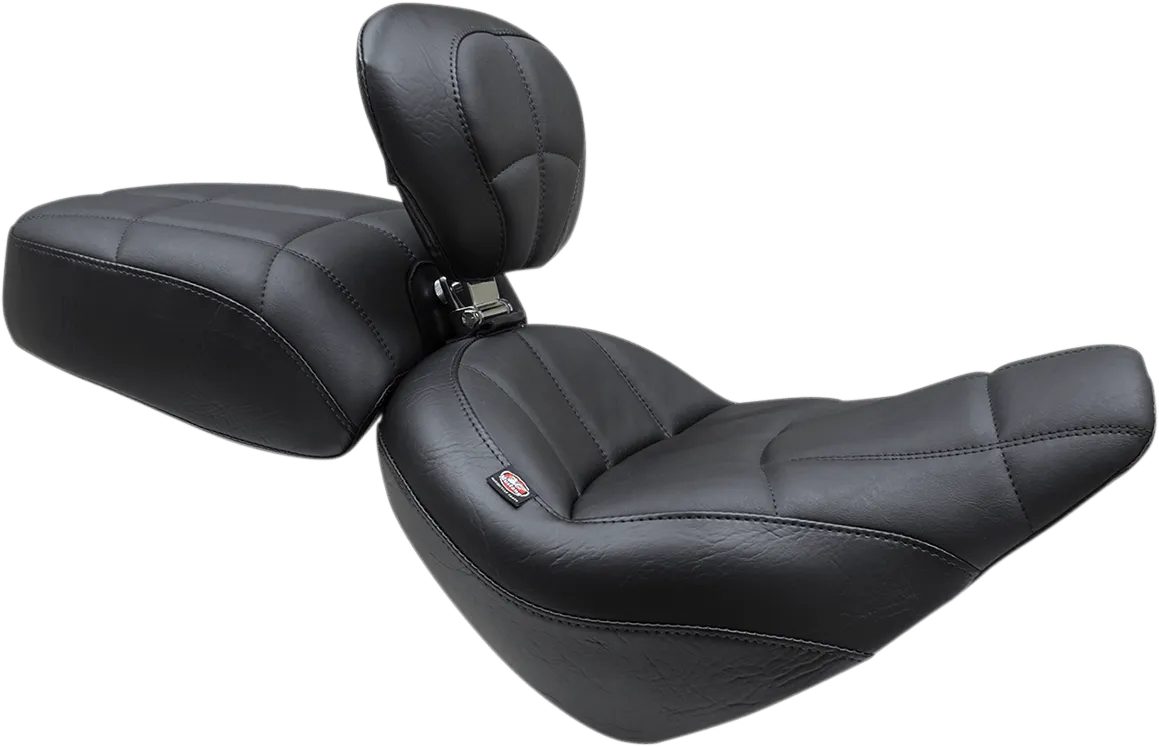 Mustang 79494 Standard Touring Seat with Backrest - Cube Stitch - Black