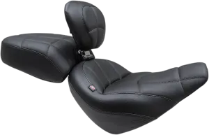 Mustang 79494 Standard Touring Seat with Backrest - Cube Stitch - Black