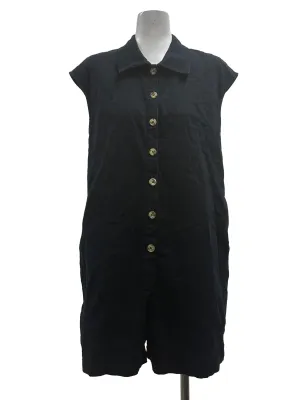 Navy Blue Button Down Romper OSN