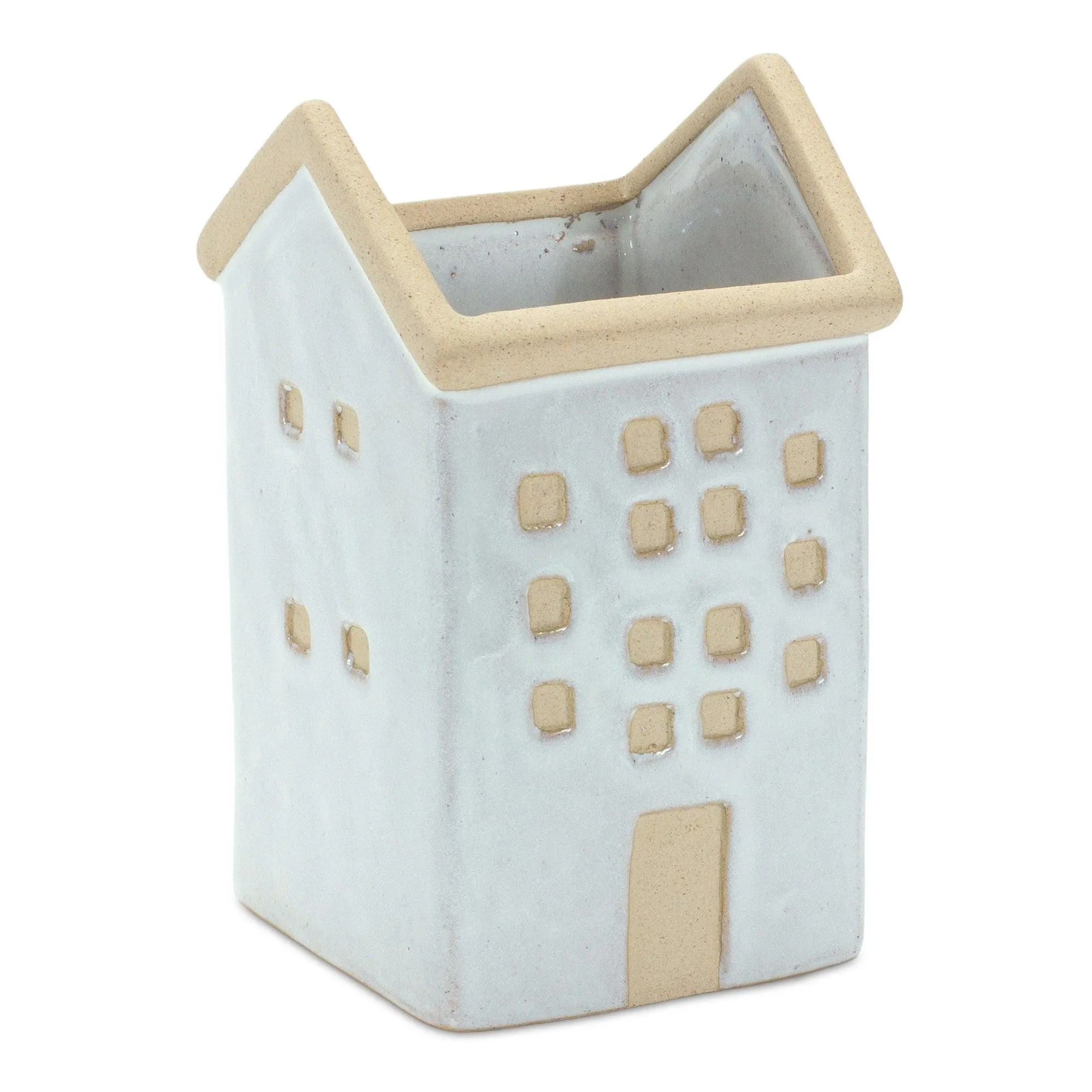 Neutral Porcelain House Planter (Set of 3)