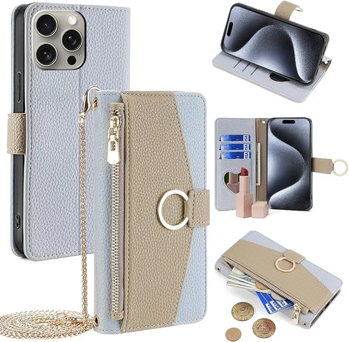 NEW Case Bag for iPhone 15 Pro Max Wallet Crossbody Bag iPhone 15 Pro Max with Card Holder Zipper Leather Purse Cover